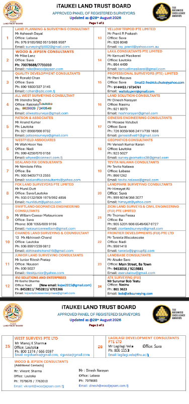 Panel of Surveyors List August Update 2026